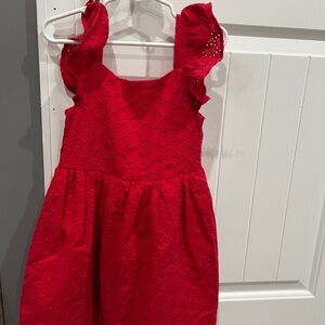 Red Eyelet Kids Dress